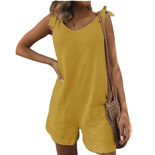 Damen Jumpsuit mit praktischen Taschen und verspielten Schulterbändern EB