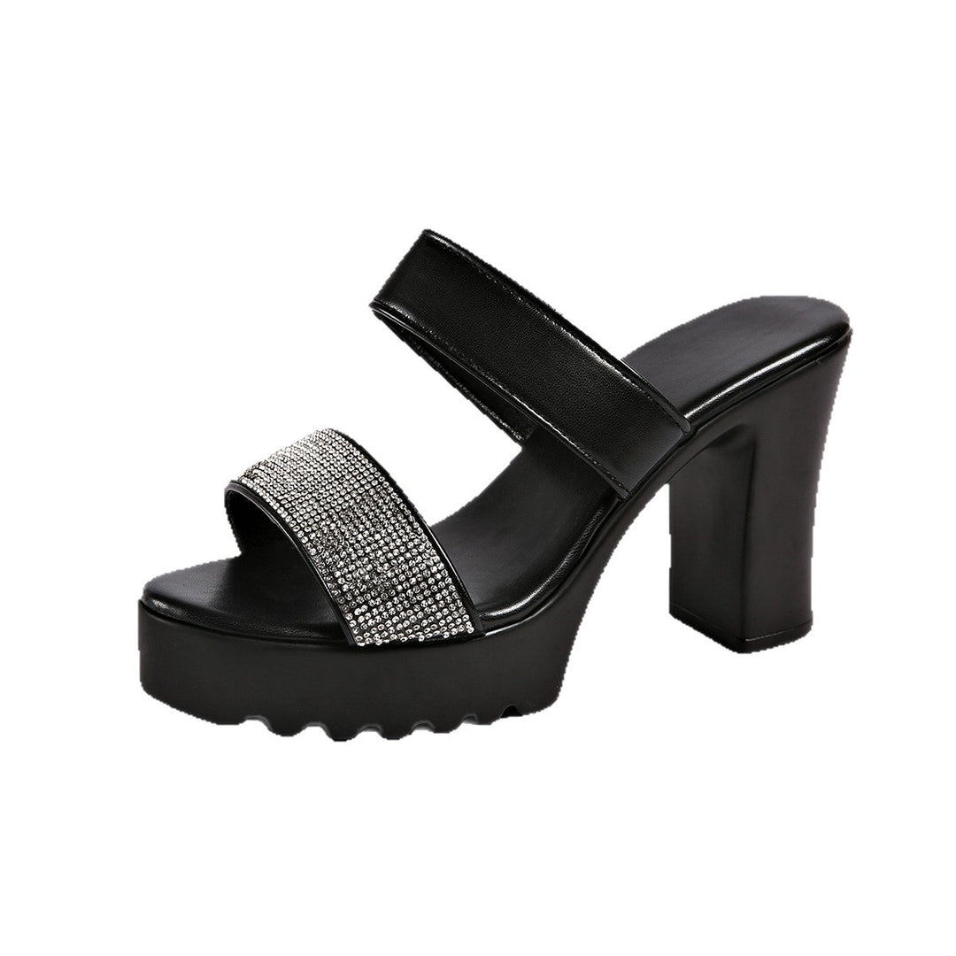 Damen Plateau-High Heel Sandalen mit Glamourösen Strassdetails und Rutschfester Sohle EB