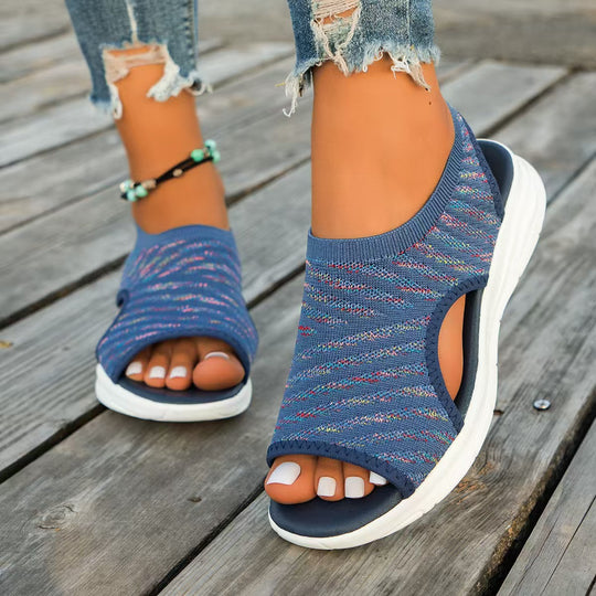 Damen sportliche Sandalen mit elastischem Obermaterial und rutschfester Sohle EB