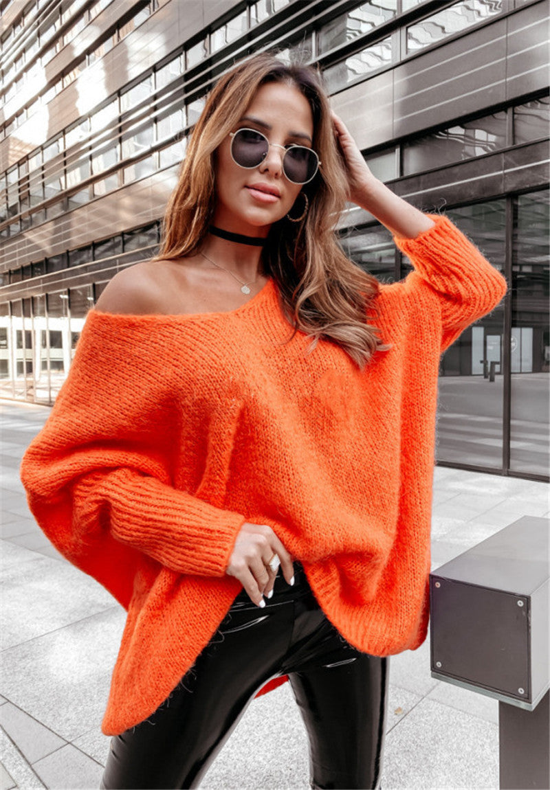 Damen Oversized Strickpullover mit asymmetrischem Design und lässigem Schnitt EB