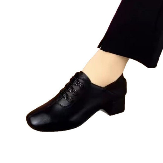 Damen elegante Schnürschuhe mit tiefem Blockabsatz und modischem Design EB
