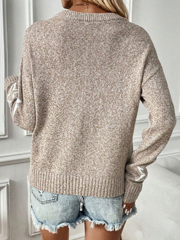 Damen Strickpullover mit Sternenmotiven und weitem Schnitt EB