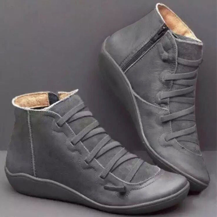 Damen Sneaker-Boots aus geschmeidigem Leder mit innovativem Schnür- und Reißverschlussdesign EB