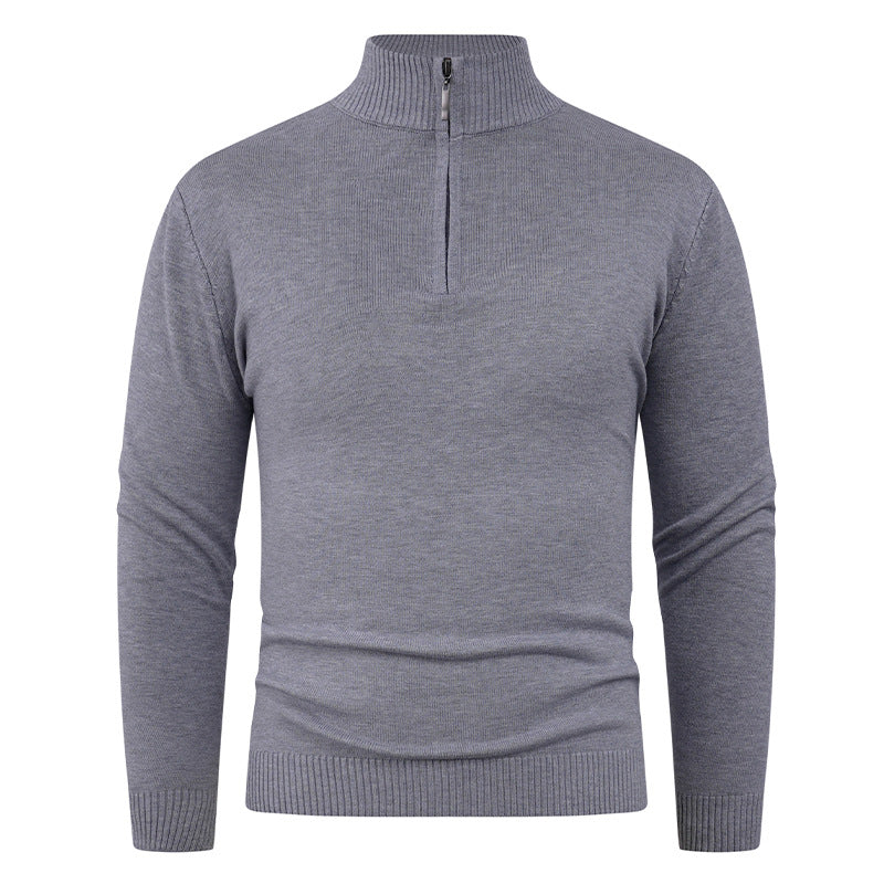 Herren Strickpullover mit hohem Kragen und praktischem Reißverschluss EB