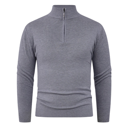 Herren Strickpullover mit hohem Kragen und praktischem Reißverschluss EB