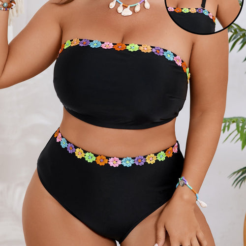 Damen Bandeau-Bikini-Set mit floralem Akzent EB