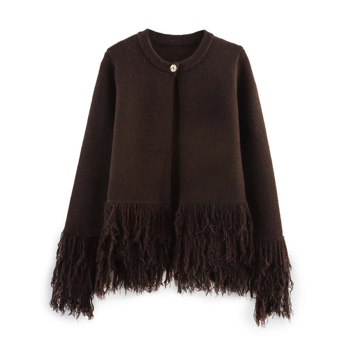 Damen eleganter Cardigan mit fransigen Details EB