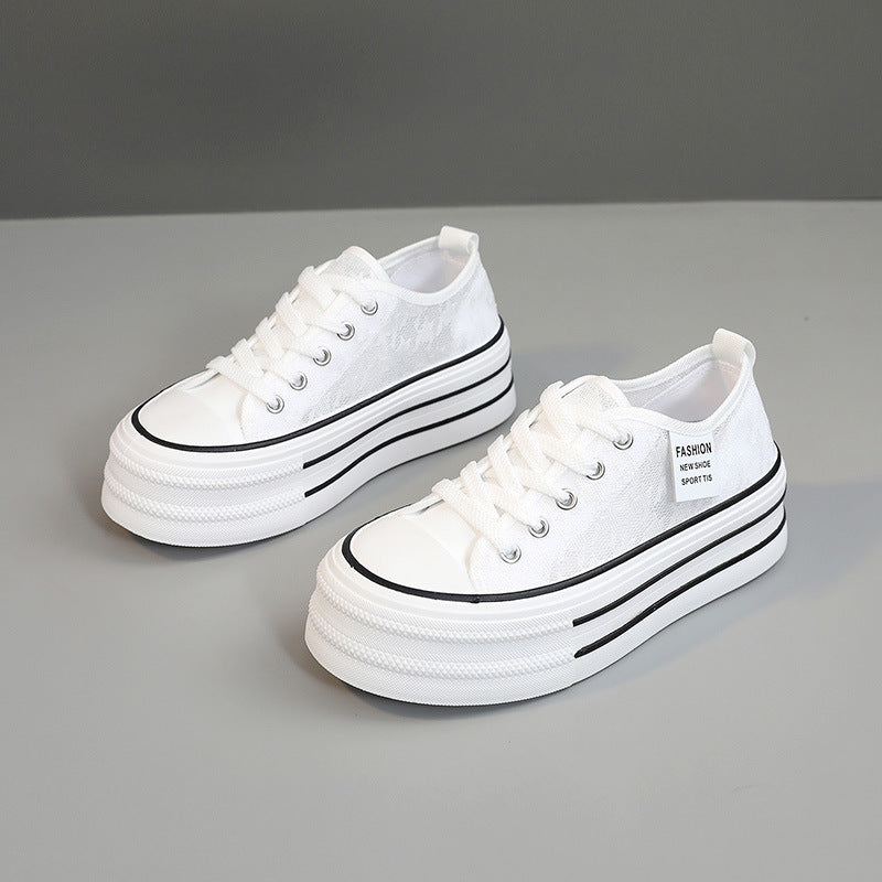 Damen modische Plateau-Sneaker mit strapazierfähigem Obermaterial und dämpfender Laufsohle EB