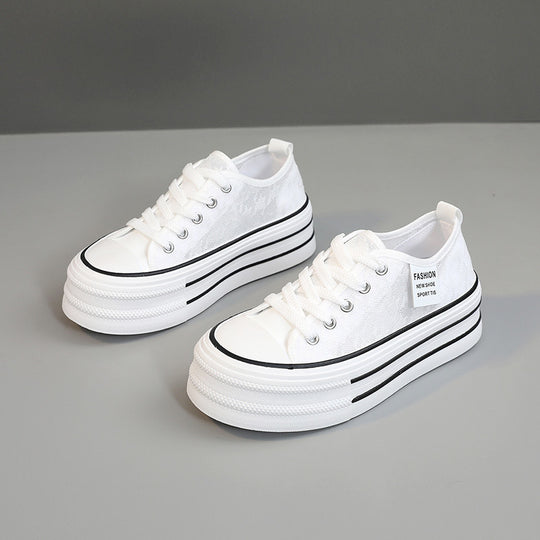 Damen modische Plateau-Sneaker mit strapazierfähigem Obermaterial und dämpfender Laufsohle EB