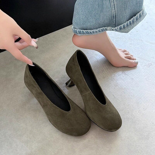 Damen spitze Wedge-Pumps aus samtweichem Velours EB