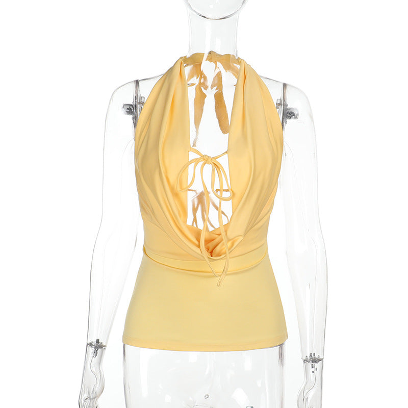 Damen modisches Cami-Top mit verstellbarem Halterdesign und eleganten Rüschendetails EB