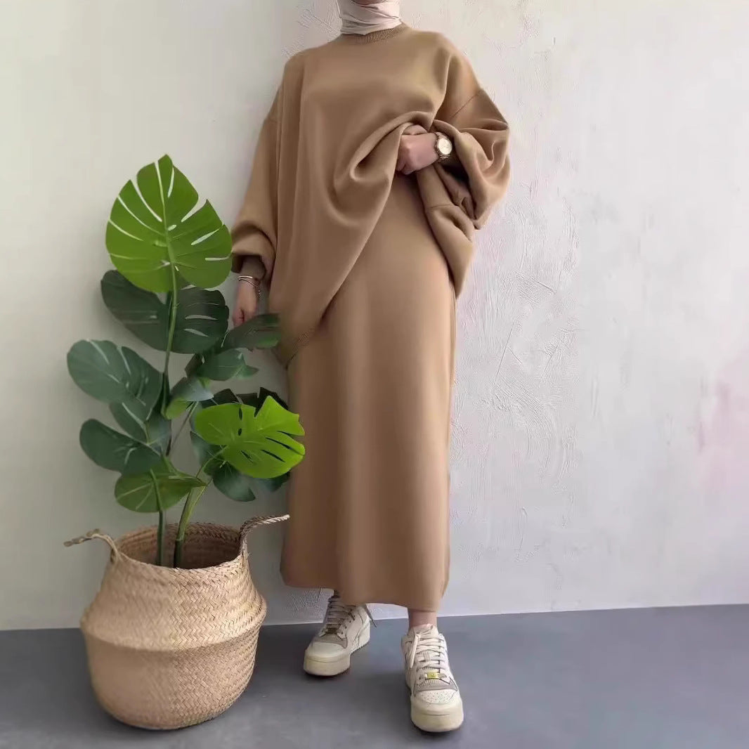 Damen Oversized Sweatshirt mit edlem Midi-Rock EB