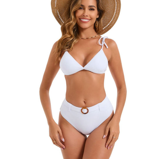 Damen Triangel-Bikini-Set mit verstellbaren Trägern und elegantem Bund EB