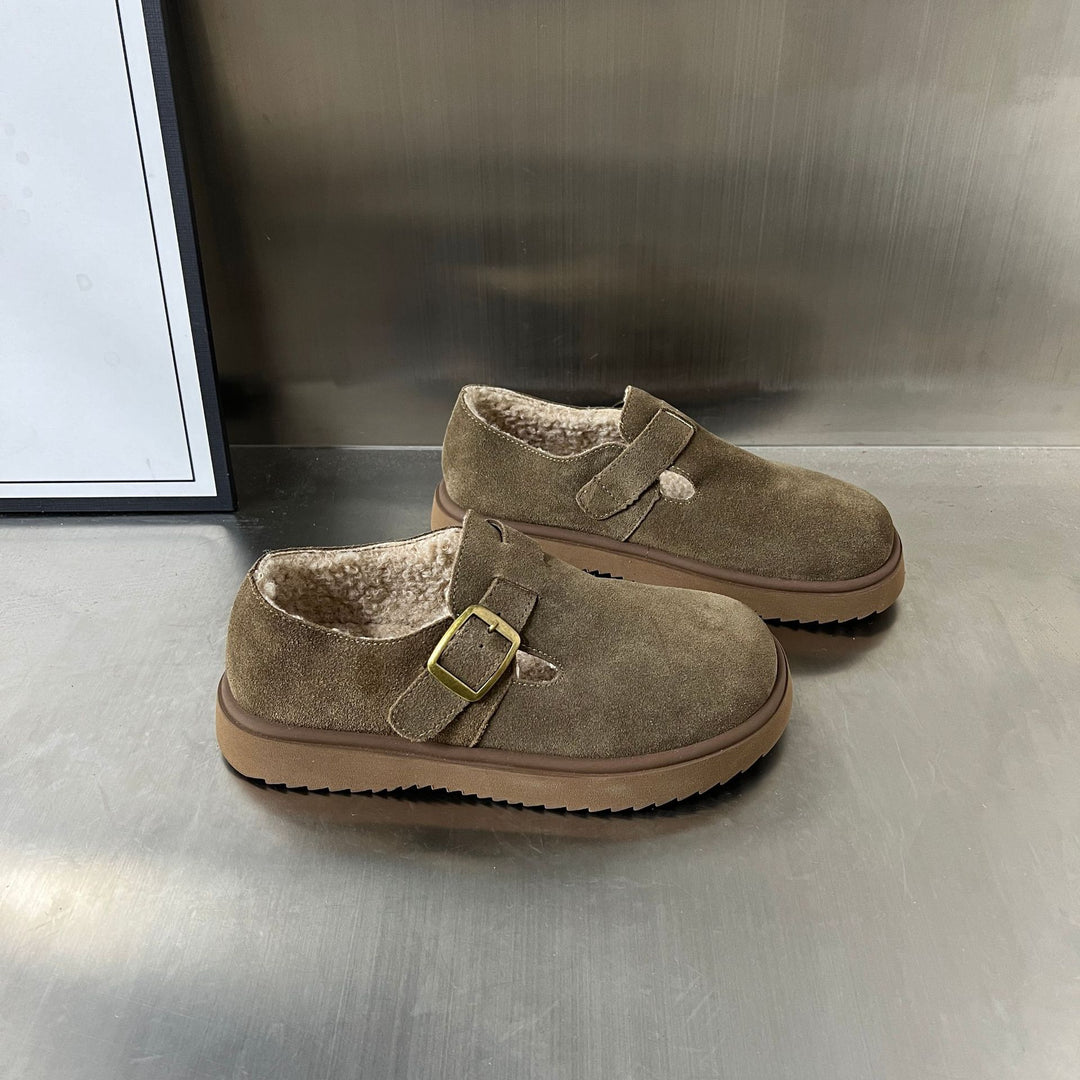 Damen Gemütliche Clogs mit warmem Innenfutter und praktischem Schnallenverschluss EB