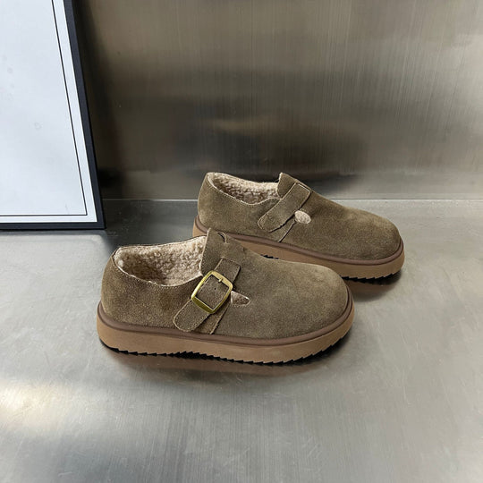 Damen Gemütliche Clogs mit warmem Innenfutter und praktischem Schnallenverschluss EB