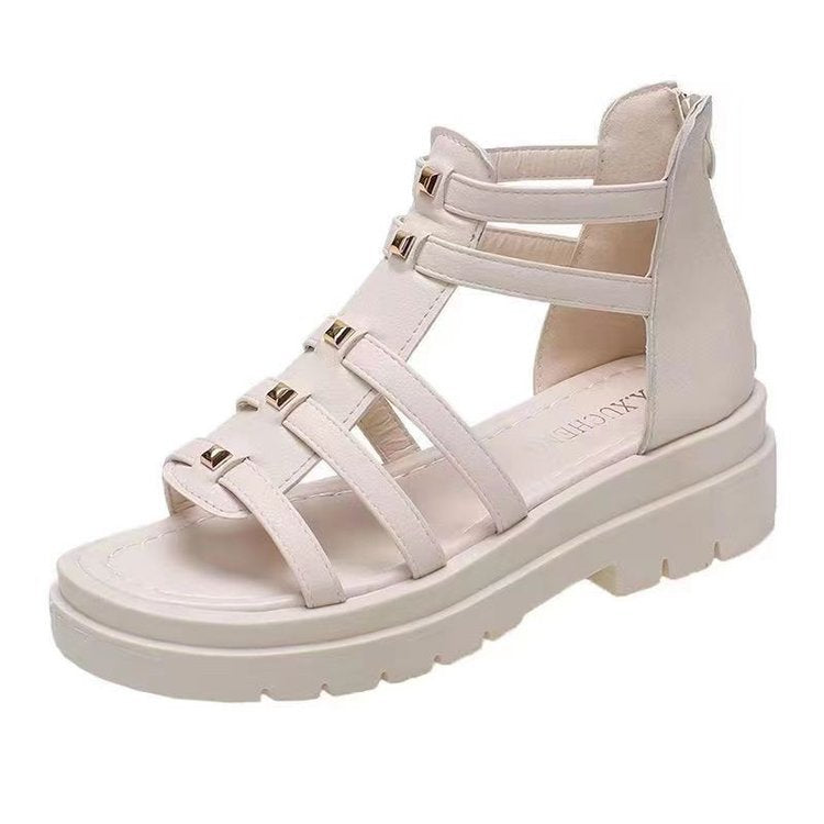 Damen nan gladiatorische Plateausandalette mit gepolstertem Komfortfußbett, profilierter Plateausohle und Rückreißverschluss EB
