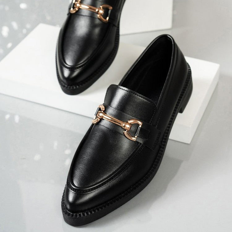 Damen  Lacklederoptik Loafer mit dekorativem Metall-Bit und profilierter Gummisohle EB