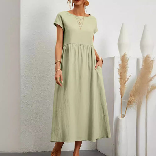 Damen Maxikleid aus leichtem, luftdurchlässigem Stoff EB