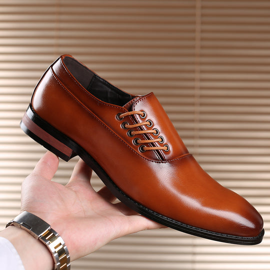 Damen Elegante Hochglanz-Leder Schnürschuhe mit modischen Akzenten EB