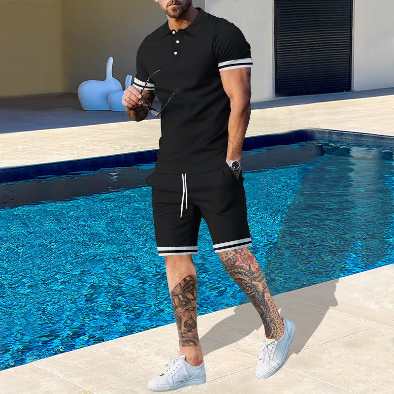 Herren Poloshirt und Shorts-Set mit sportlichen Akzenten EB