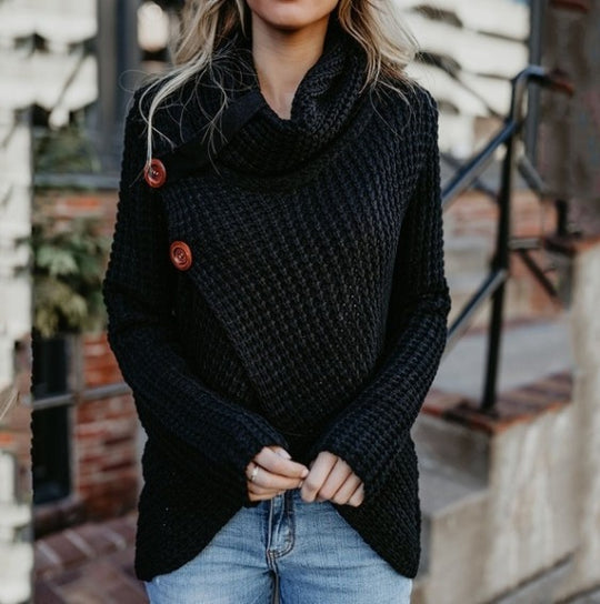 Damen Strickjacke mit asymmetrischem Verschluss und komfortablem Kragen EB