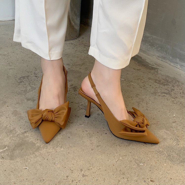 Damen Slingback Pumps mit verspieltem Schleifendesign EB