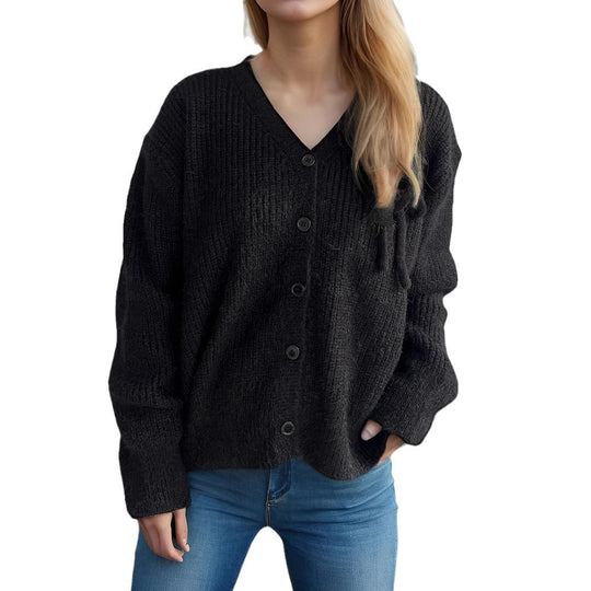 Damen Cardigan mit feinem Strukturmuster und dekorativen Knopfdetails EB