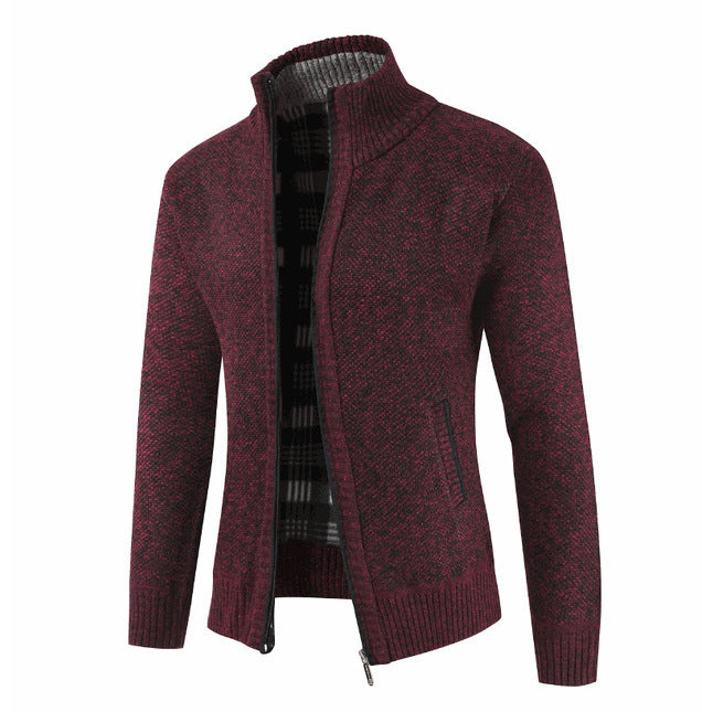 Herren Strickjacke mit hohem Kragen und seitlichen Taschen EB