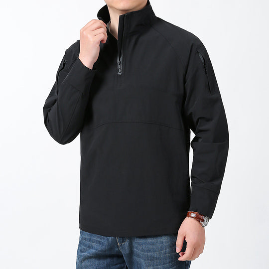 Herren  Softshell-Pullover mit kurzem Reißverschluss, Ärmeltasche und Raglanärmeln EB