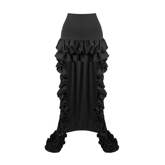 Damen glamouröses Cocktailkleid mit voluminösen Rüschen und transparenten Ärmeln EB