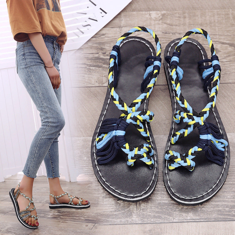 Damen Freizeit-Sandalen mit kunstvoll geflochtenem Riemen-Design EB
