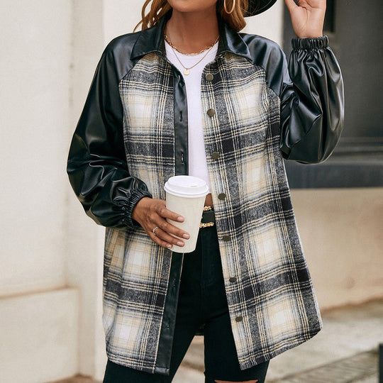 Damen modische Karomuster Jacke mit ärmeln EB