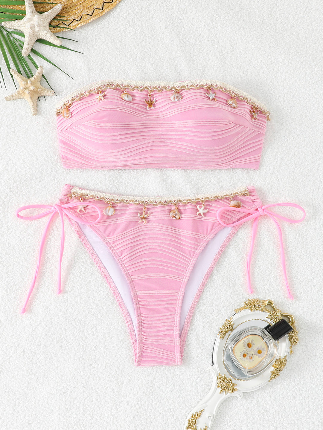Damen Bandeau-Bikini mit einzigartiger Muschelverzierung EB
