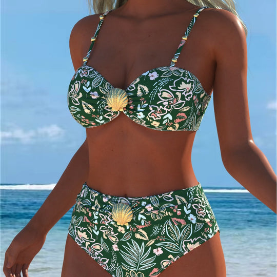 Damen Bikini-Set mit elegantem Balconette-Oberteil und hochgeschnittenen Badeshorts EB