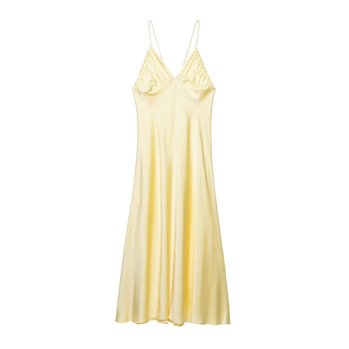 Damen Slipdress mit verführerischem V-Ausschnitt und feinen Rüschendetails EB