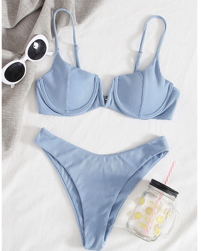 Damen Push-Up-Bikini mit elegantem Rippendesign EB