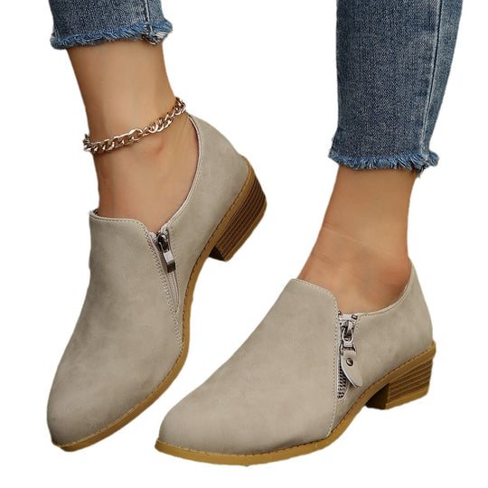 Damen elegante Stiefeletten mit modischem Reißverschluss und komfortablem Blockabsatz EB