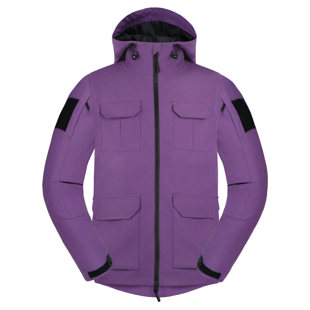 Men's  weatherproof hooded utility parka with flap chest pockets and sleeve patch panels EB