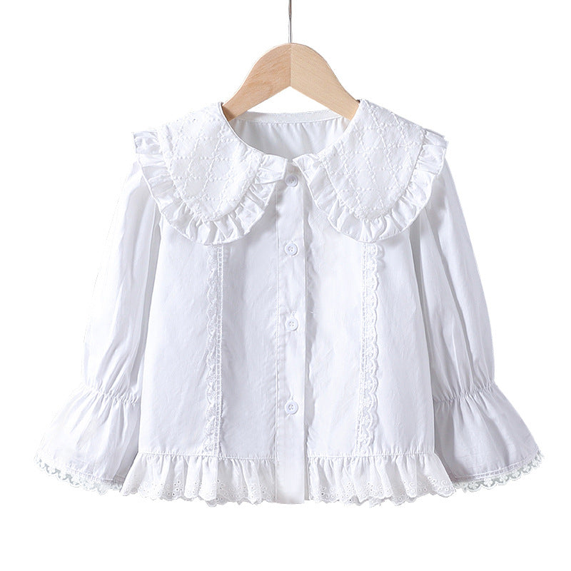 Damen Bluse mit nostalgischem Kragen und Rüschendetails EB