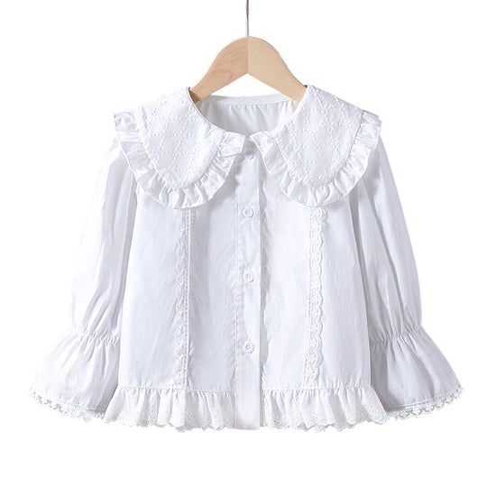 Damen Bluse mit nostalgischem Kragen und Rüschendetails EB