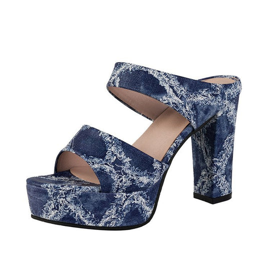 Damen Plateau-Sandaletten mit stylishen Riemen und hohem Blockabsatz EB