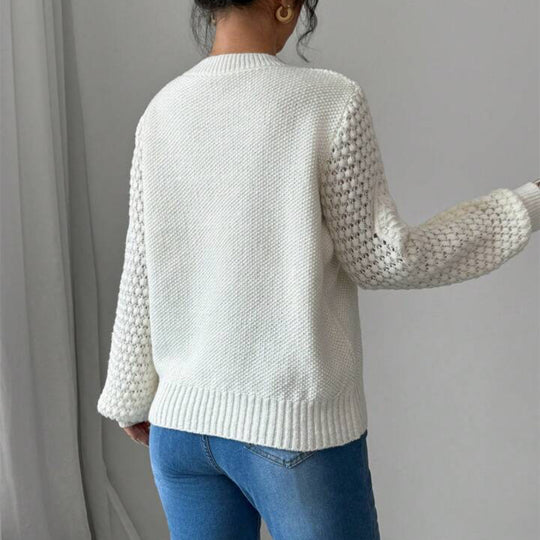 Damen modischer Pullover mit raffinierten Strickdetails EB