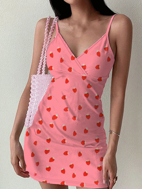 Damen Minikleid mit erfrischendem Erdbeer-Design EB