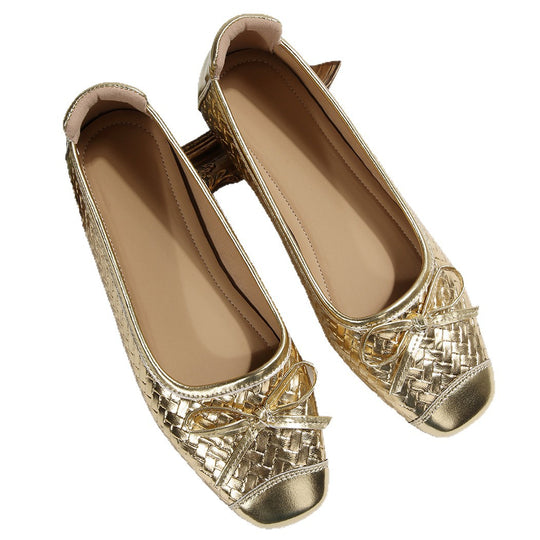 Damen Ballerinas aus luxuriösem geflochtenem Obermaterial mit bequemem Fußbett EB