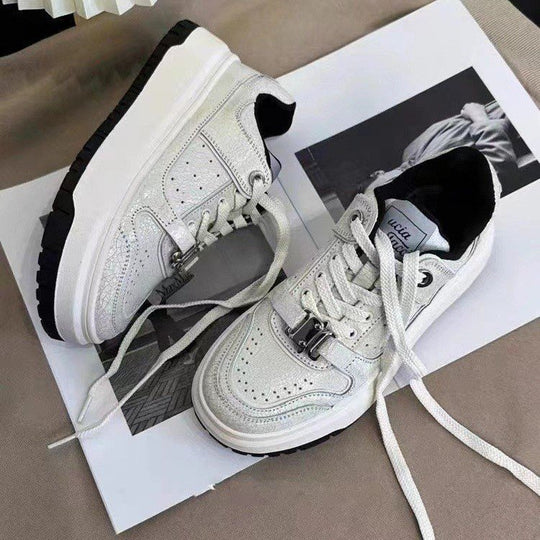 Damen Trendige Sneaker mit robuster Plateau-Sohle und modischem Schnallen-Design EB