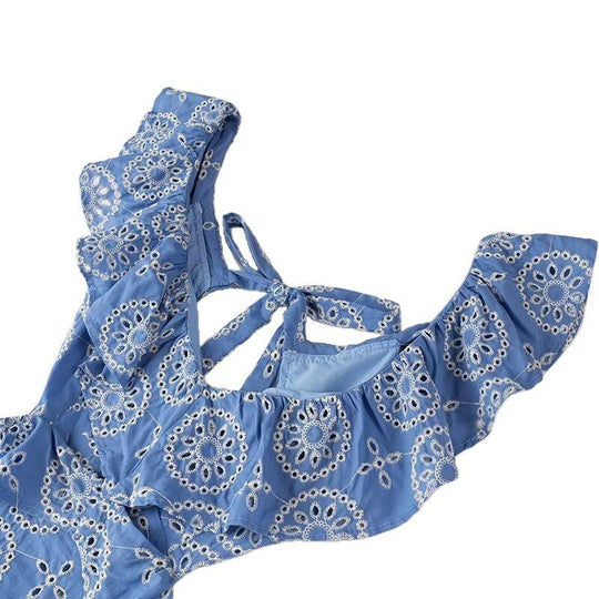 Damen Maxikleid mit Rüschendetails und floralem Muster EB