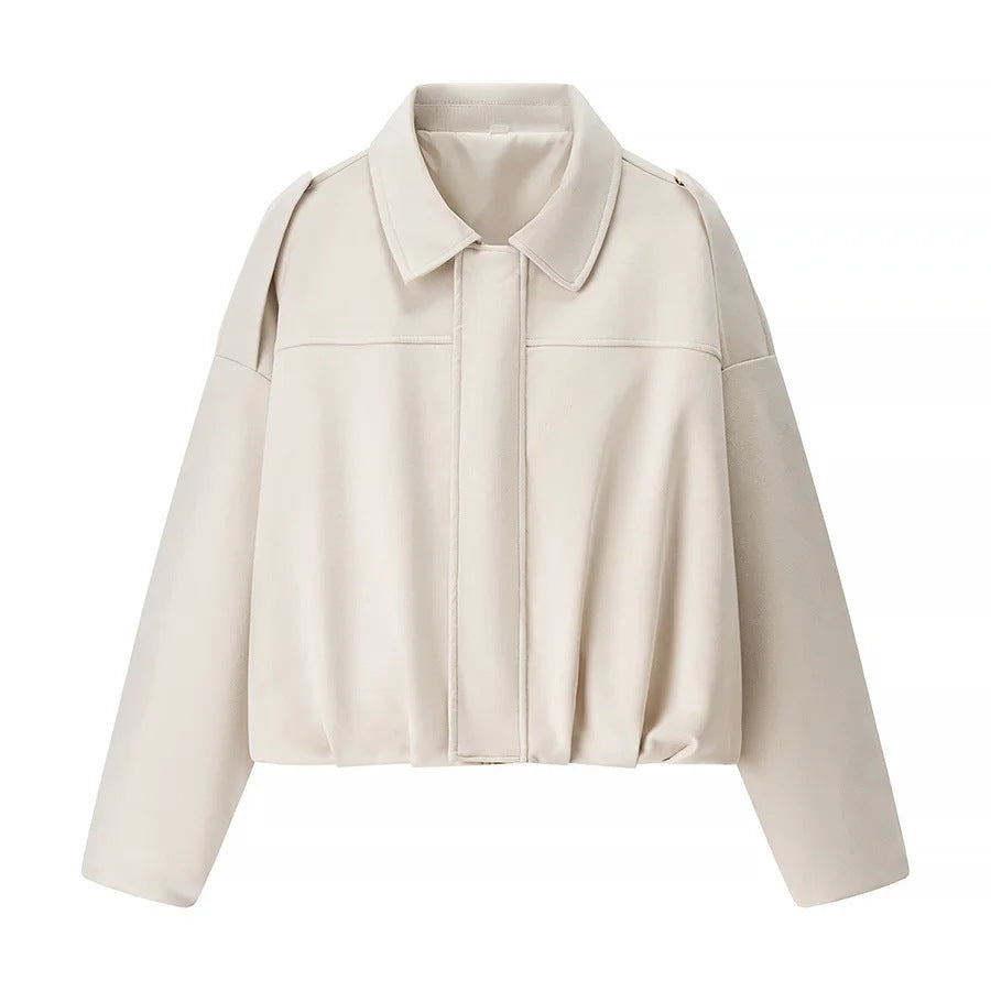 Damen modische cropped Jacke mit bequemen Bündchen und elegantem Kragen EB