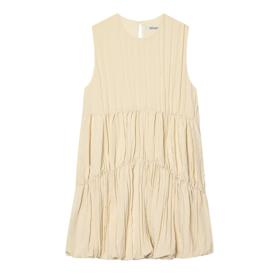 Damen luftiges Maxikleid mit plissierten Details und schmeichelndem Schnitt EB