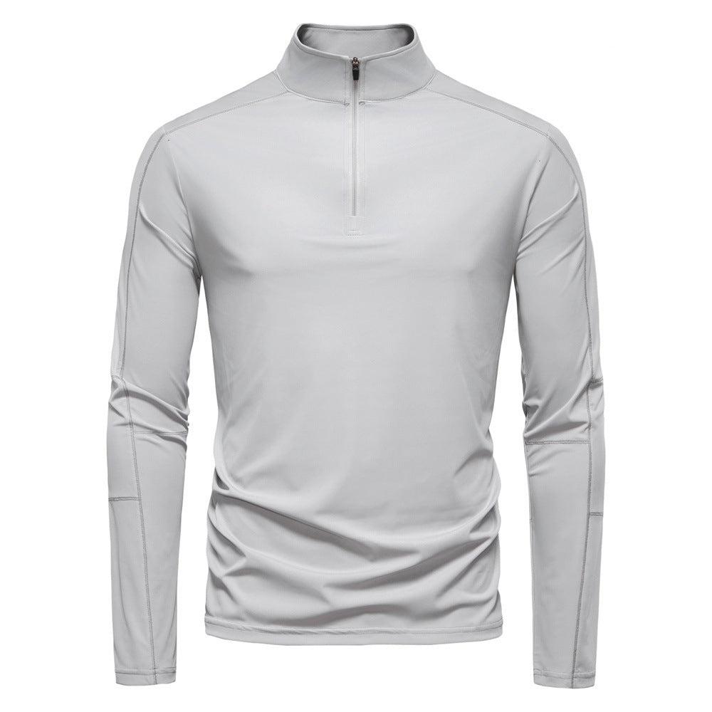 Herren nan Funktions-Langarmshirt mit Stehkragen und halbem Reißverschluss EB
