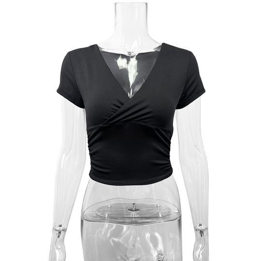 Damen Kurzarm-bodycon Oberteil EB